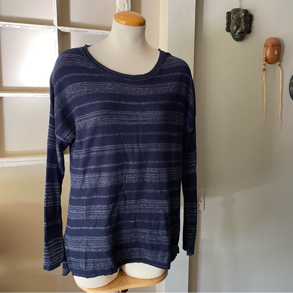 Dalia brand cotton blend indigo striped sweater
